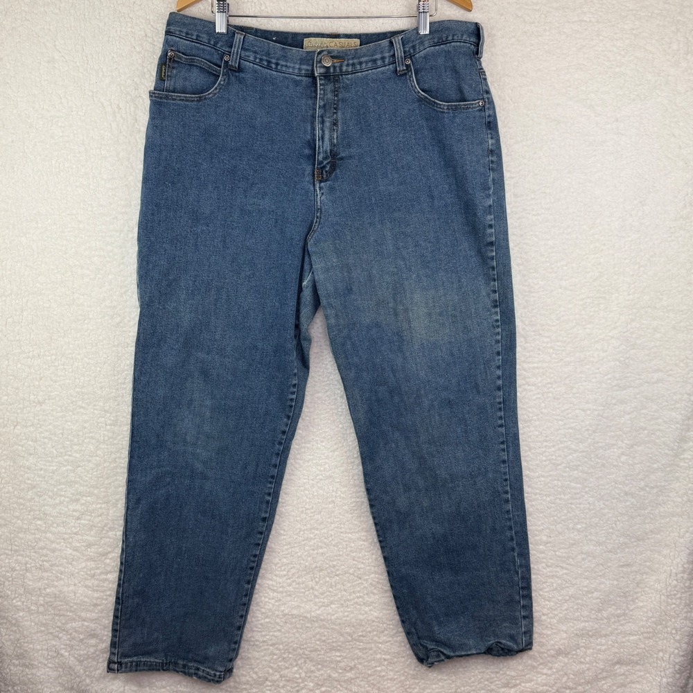 Cabela's Casuals Womens Blue Denim‎ Jeans Straight Leg Flannel lined Size 20
